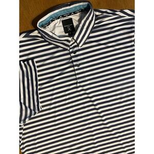 Kenneth Cole Golf Shirt Black And White Striped Mens Size XL Performance Stretch